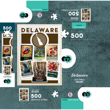 Collage: Delaware State Symbols 500 Jigsaw Puzzle box 3D Modell