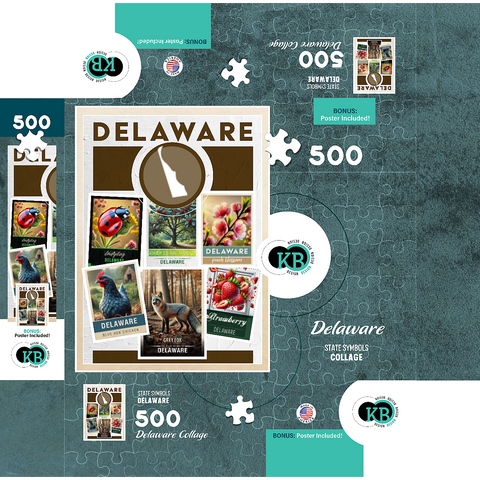 Collage: Delaware State Symbols 500 Jigsaw Puzzle box 3D Modell