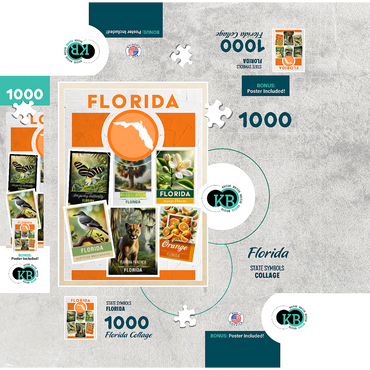 Collage: Florida State Symbols 1000 Jigsaw Puzzle box 3D Modell
