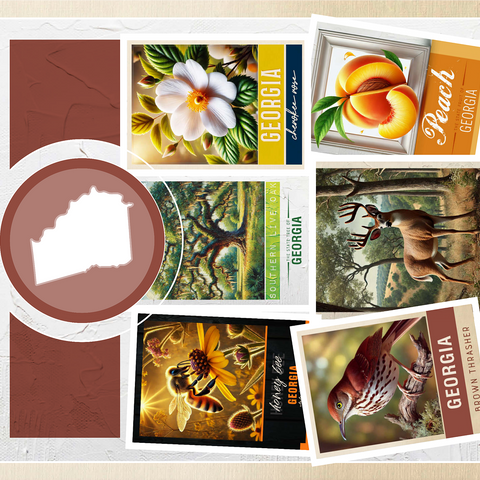 Collage: Georgia State Symbols 1000 Jigsaw Puzzle 3D Modell