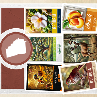 Collage: Georgia State Symbols 500 Jigsaw Puzzle 3D Modell