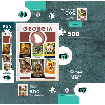 Collage: Georgia State Symbols 500 Jigsaw Puzzle box 3D Modell