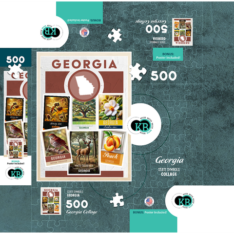 Collage: Georgia State Symbols 500 Jigsaw Puzzle box 3D Modell