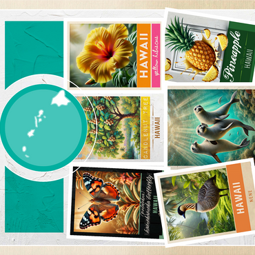Collage: Hawaii State Symbols 1000 Jigsaw Puzzle 3D Modell