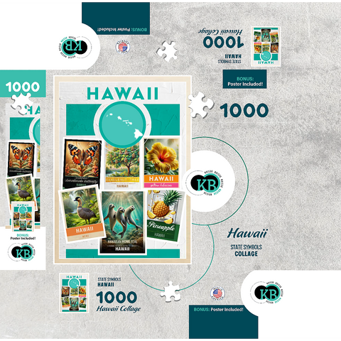 Collage: Hawaii State Symbols 1000 Jigsaw Puzzle box 3D Modell