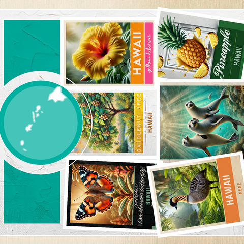 Collage: Hawaii State Symbols 500 Jigsaw Puzzle 3D Modell