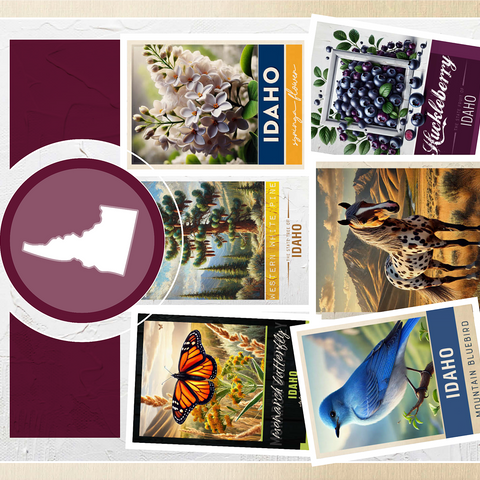 Collage: Idaho State Symbols 1000 Jigsaw Puzzle 3D Modell