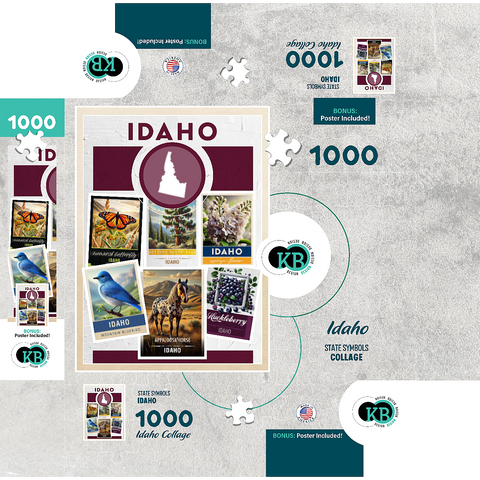 Collage: Idaho State Symbols 1000 Jigsaw Puzzle box 3D Modell