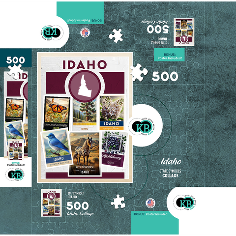 Collage: Idaho State Symbols 500 Jigsaw Puzzle box 3D Modell