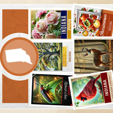 Collage: Indiana State Symbols 1000 Jigsaw Puzzle 3D Modell