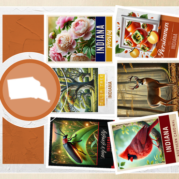 Collage: Indiana State Symbols 500 Jigsaw Puzzle 3D Modell