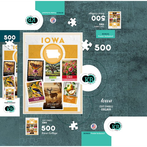 Collage: Iowa State Symbols 500 Jigsaw Puzzle box 3D Modell