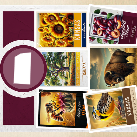 Collage: Kansas State Symbols 1000 Jigsaw Puzzle 3D Modell