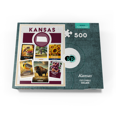 Collage: Kansas State Symbols 500 Jigsaw Puzzle box view3