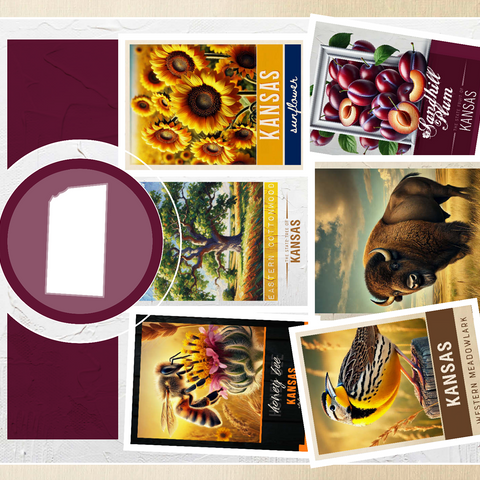 Collage: Kansas State Symbols 500 Jigsaw Puzzle 3D Modell