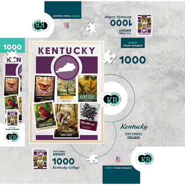 Collage: Kentucky State Symbols 1000 Jigsaw Puzzle box 3D Modell
