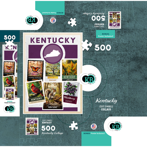 Collage: Kentucky State Symbols 500 Jigsaw Puzzle box 3D Modell
