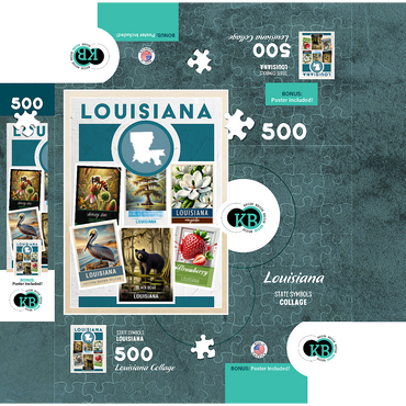 Collage: Louisiana State Symbols 500 Jigsaw Puzzle box 3D Modell