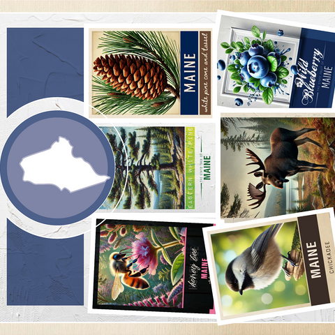 Collage: Maine State Symbols 1000 Jigsaw Puzzle 3D Modell