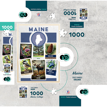 Collage: Maine State Symbols 1000 Jigsaw Puzzle box 3D Modell