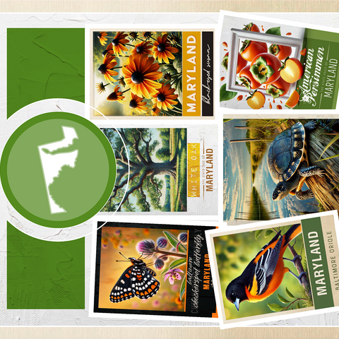 Collage: Maryland State Symbols 1000 Jigsaw Puzzle 3D Modell
