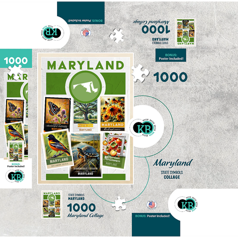 Collage: Maryland State Symbols 1000 Jigsaw Puzzle box 3D Modell