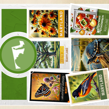 Collage: Maryland State Symbols 500 Jigsaw Puzzle 3D Modell