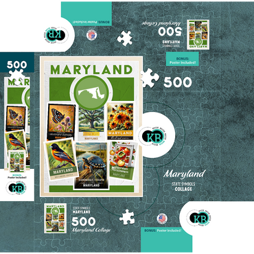 Collage: Maryland State Symbols 500 Jigsaw Puzzle box 3D Modell