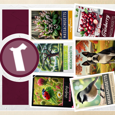 Collage: Massachusetts State Symbols 1000 Jigsaw Puzzle 3D Modell