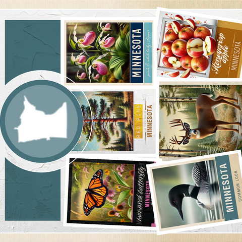 Collage: Minnesota State Symbols 1000 Jigsaw Puzzle 3D Modell