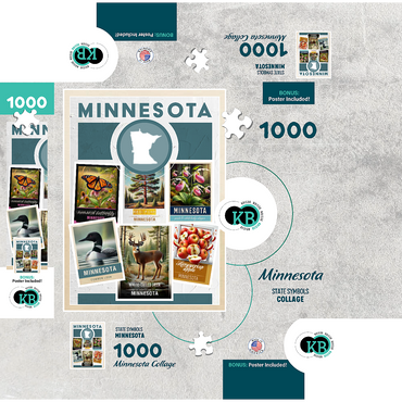 Collage: Minnesota State Symbols 1000 Jigsaw Puzzle box 3D Modell
