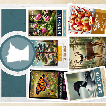 Collage: Minnesota State Symbols 500 Jigsaw Puzzle 3D Modell