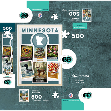 Collage: Minnesota State Symbols 500 Jigsaw Puzzle box 3D Modell