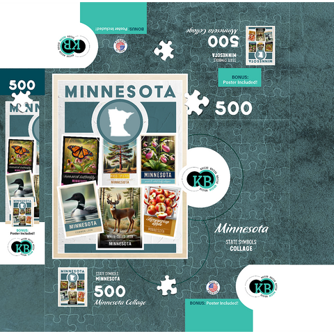 Collage: Minnesota State Symbols 500 Jigsaw Puzzle box 3D Modell