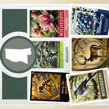 Collage: Mississippi State Symbols 1000 Jigsaw Puzzle 3D Modell