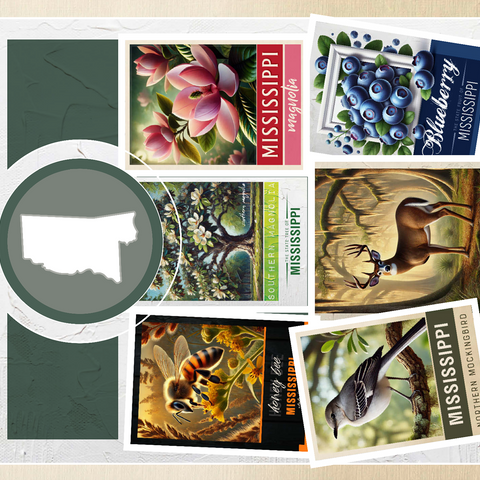 Collage: Mississippi State Symbols 500 Jigsaw Puzzle 3D Modell