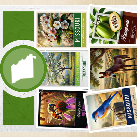 Collage: Missouri State Symbols 1000 Jigsaw Puzzle 3D Modell