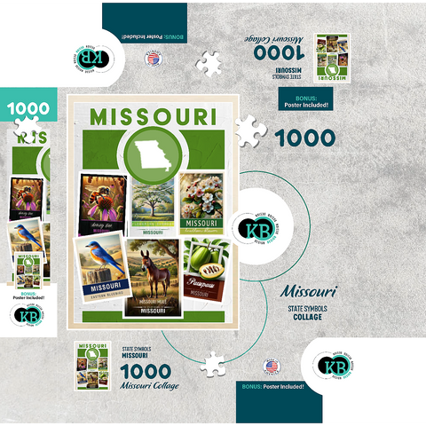 Collage: Missouri State Symbols 1000 Jigsaw Puzzle box 3D Modell