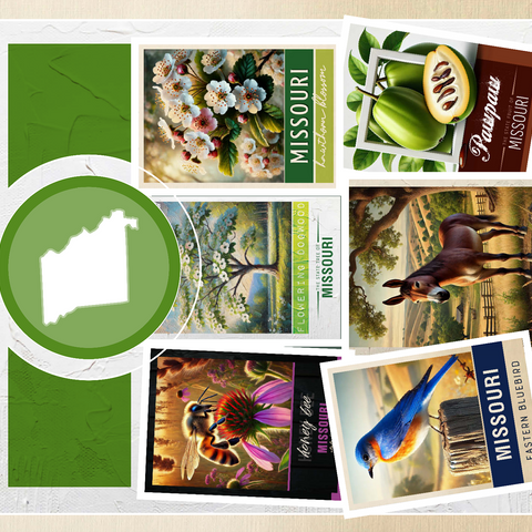 Collage: Missouri State Symbols 500 Jigsaw Puzzle 3D Modell