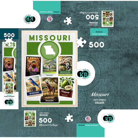 Collage: Missouri State Symbols 500 Jigsaw Puzzle box 3D Modell