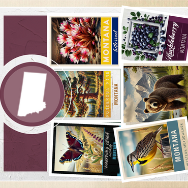 Collage: Montana State Symbols 1000 Jigsaw Puzzle 3D Modell