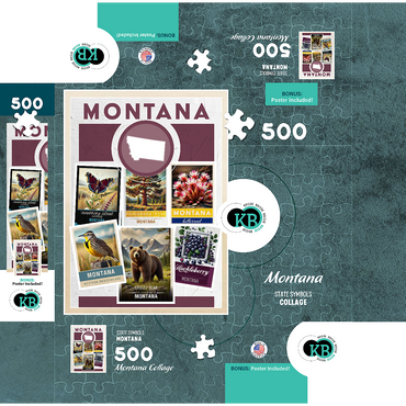 Collage: Montana State Symbols 500 Jigsaw Puzzle box 3D Modell