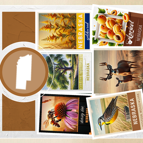 Collage: Nebraska State Symbols 500 Jigsaw Puzzle 3D Modell