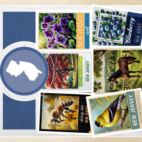 Collage: New Jersey State Symbols 1000 Jigsaw Puzzle 3D Modell