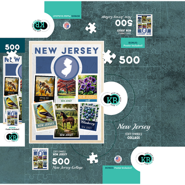 Collage: New Jersey State Symbols 500 Jigsaw Puzzle box 3D Modell