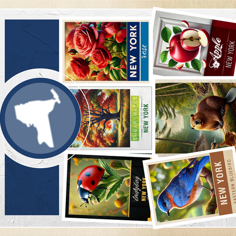 Collage: New York State Symbols 1000 Jigsaw Puzzle 3D Modell