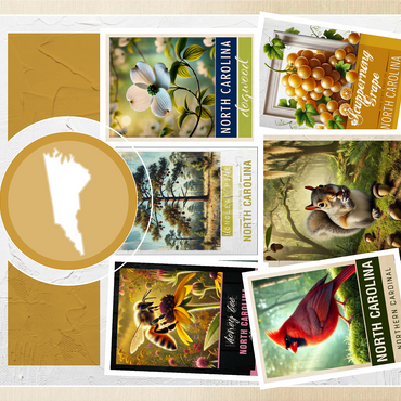 Collage: North Carolina State Symbols 1000 Jigsaw Puzzle 3D Modell