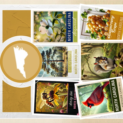 Collage: North Carolina State Symbols 1000 Jigsaw Puzzle 3D Modell