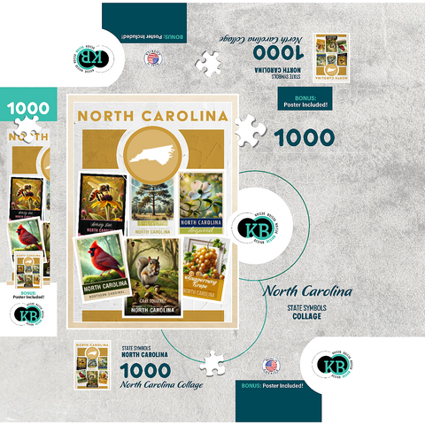 Collage: North Carolina State Symbols 1000 Jigsaw Puzzle box 3D Modell