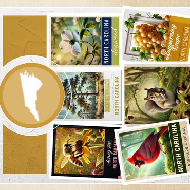 Collage: North Carolina State Symbols 500 Jigsaw Puzzle 3D Modell